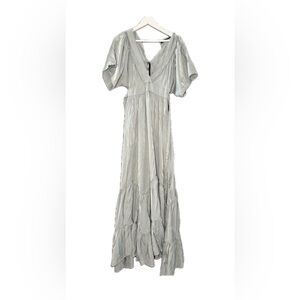 Metallic Light Blue Dress, Flowy, Wedding Guest Dress, Storia Size S/M